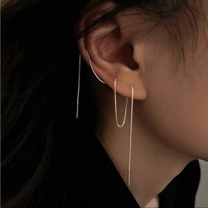 Silver threader earrings S619